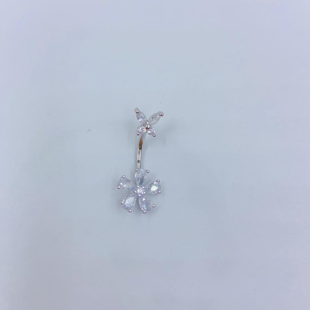 Double Flowers Belly Ring